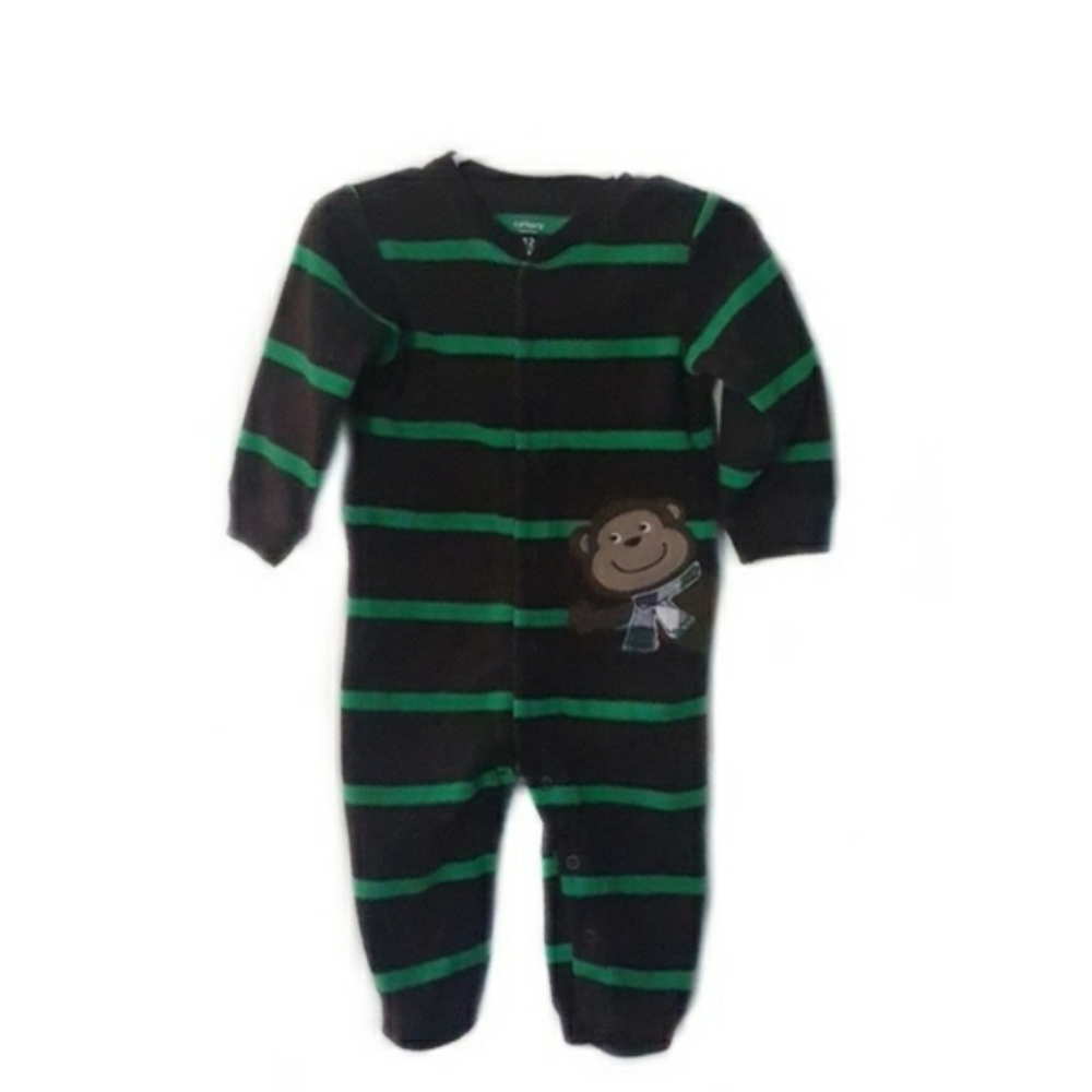 Carter's Green & Brown Snap Footless PJ Onsie-12M